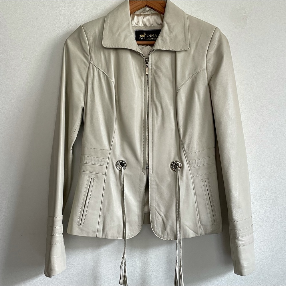 white leather jacket
